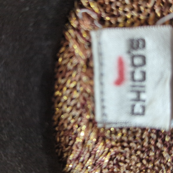 Chicos Browns & Metallic Boisseau Gold Knit Ruana Shawl Wrap - Picture 13 of 15